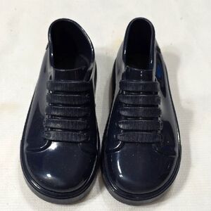 Mini Melissa Girl's Glossy Navy Shoes Rubbery Waterproof Sz 10 EUC